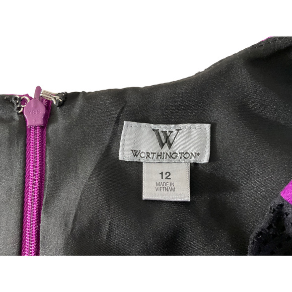 Worthington Women's Dress Size 12 Purple Black Color Block Sleeveless - Picture 3 of 10